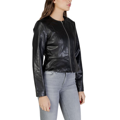 Black Polyester Leather Jacket