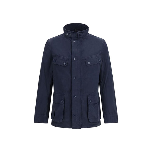 Blue Cotton Full-Length Jacket