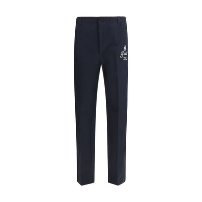Blue Cotton Casual Pants