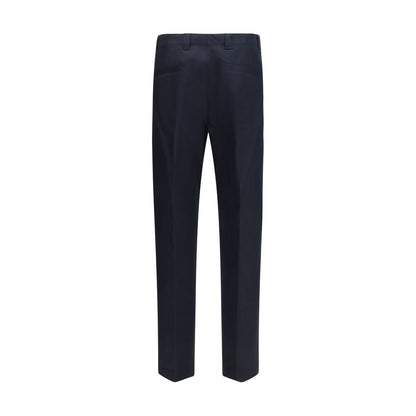 Blue Cotton Casual Pants