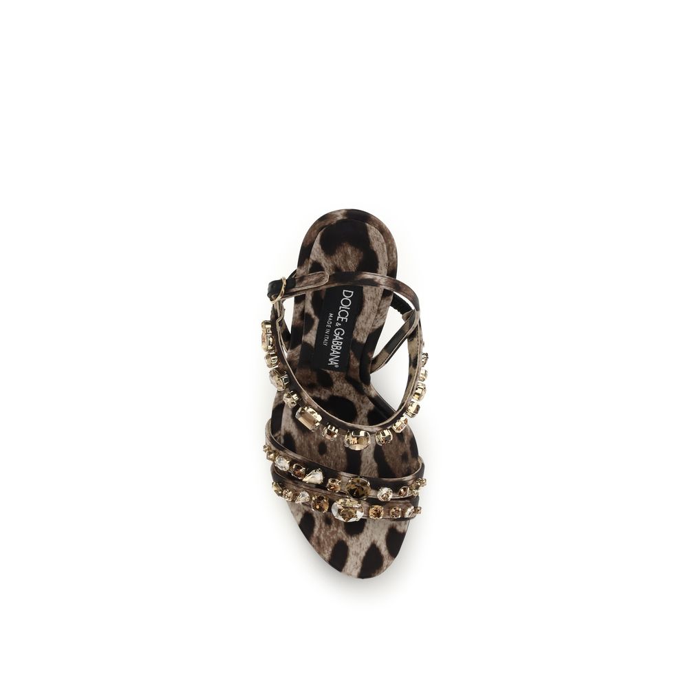 Brown Fabric Stiletto Heel Sandals