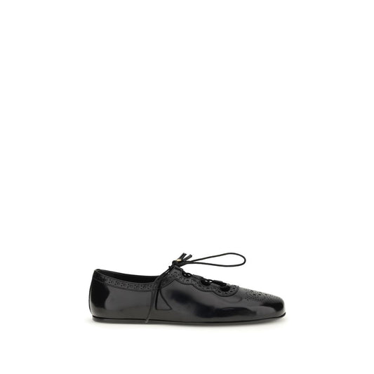 Black Calf Leather Bos Taurus Ballet Flats