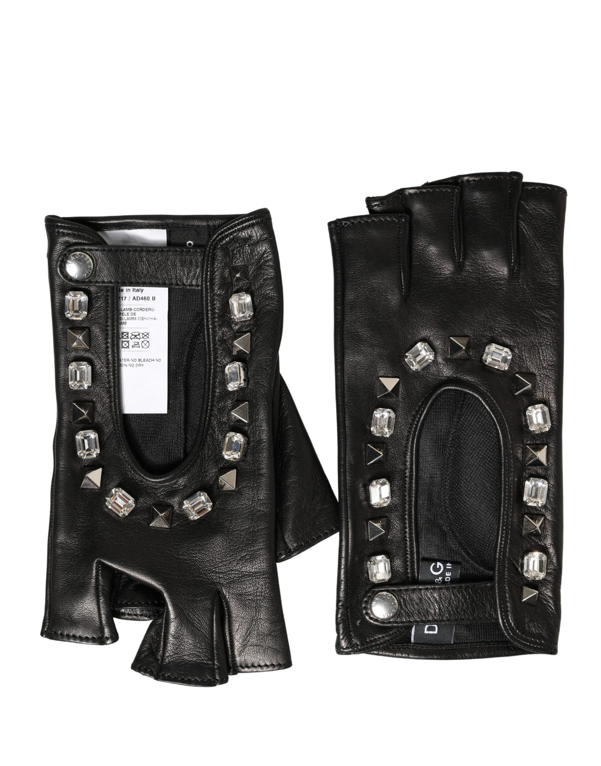 Women Black Embellished Wrist Length Mitten Gloves