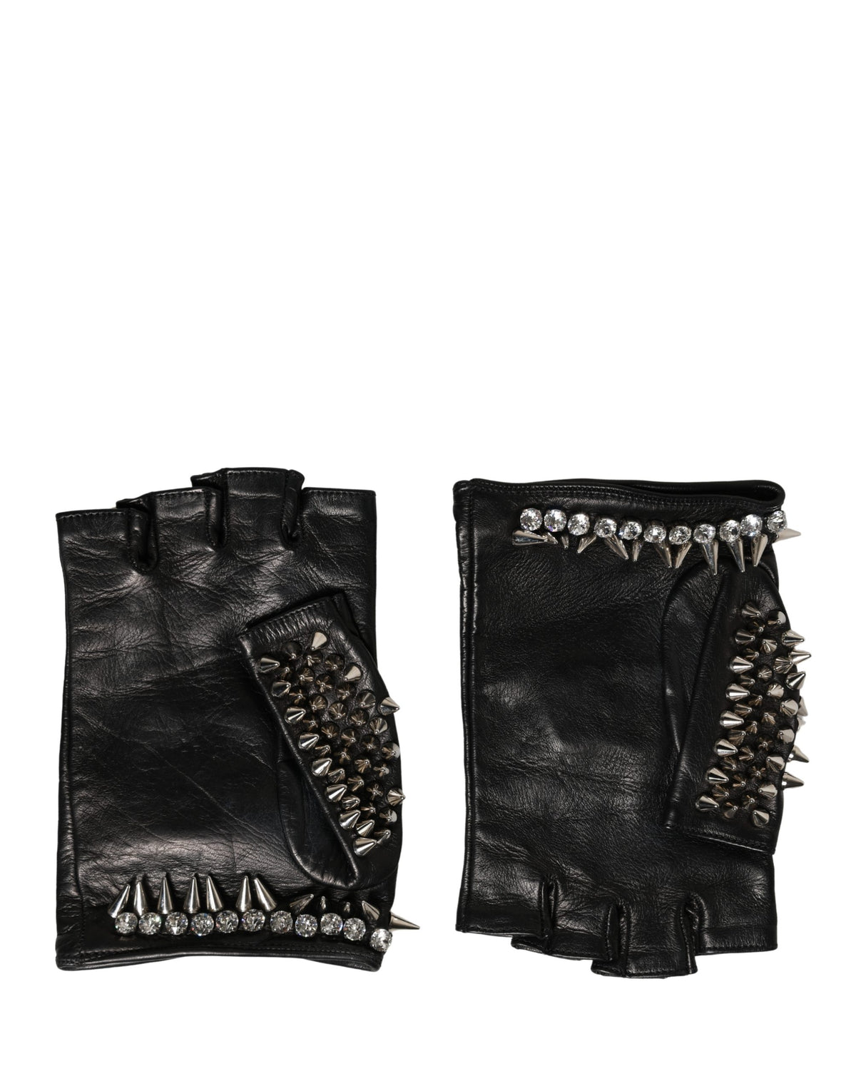 Women Black Embellished Wrist Length Mitten Gloves