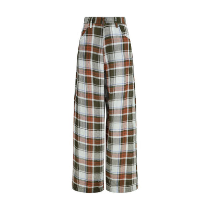 Multicolor Linen Casual Pants