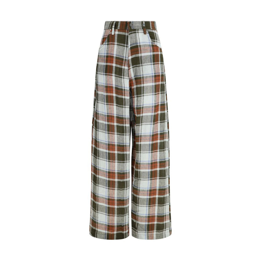 Multicolor Linen Casual Pants