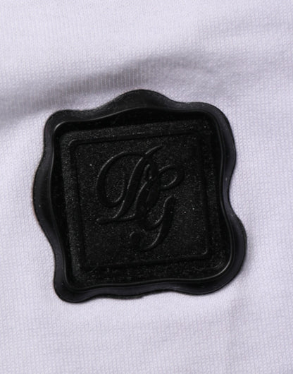 White Logo Patch Cotton Crew Neck T-shirt