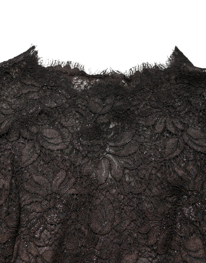 Black Floral Lace Sheath Long Maxi Dress