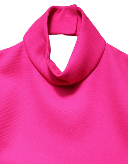Hot Pink Wool Backless Sleeveless Tank Top