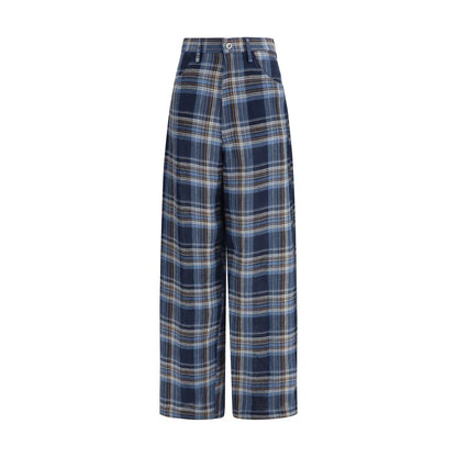 Blue Linen Casual Pants