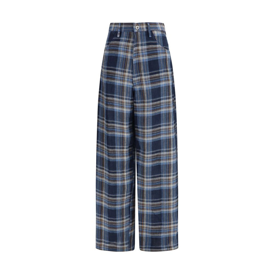 Blue Linen Casual Pants