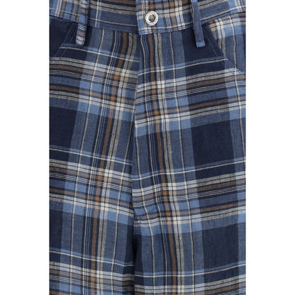 Blue Linen Casual Pants