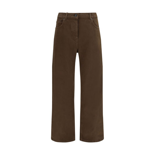 Brown Cotton Straight-Leg Jeans