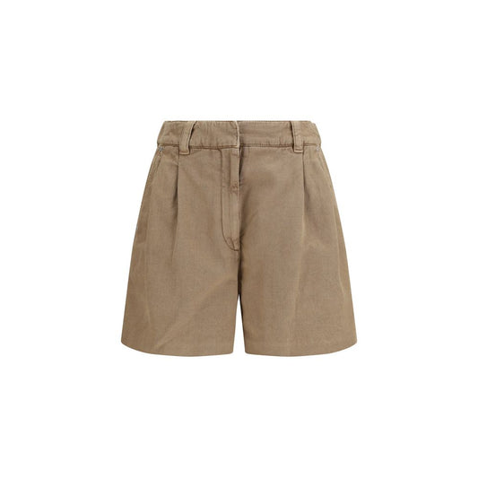 Beige Cotton Bermuda Shorts