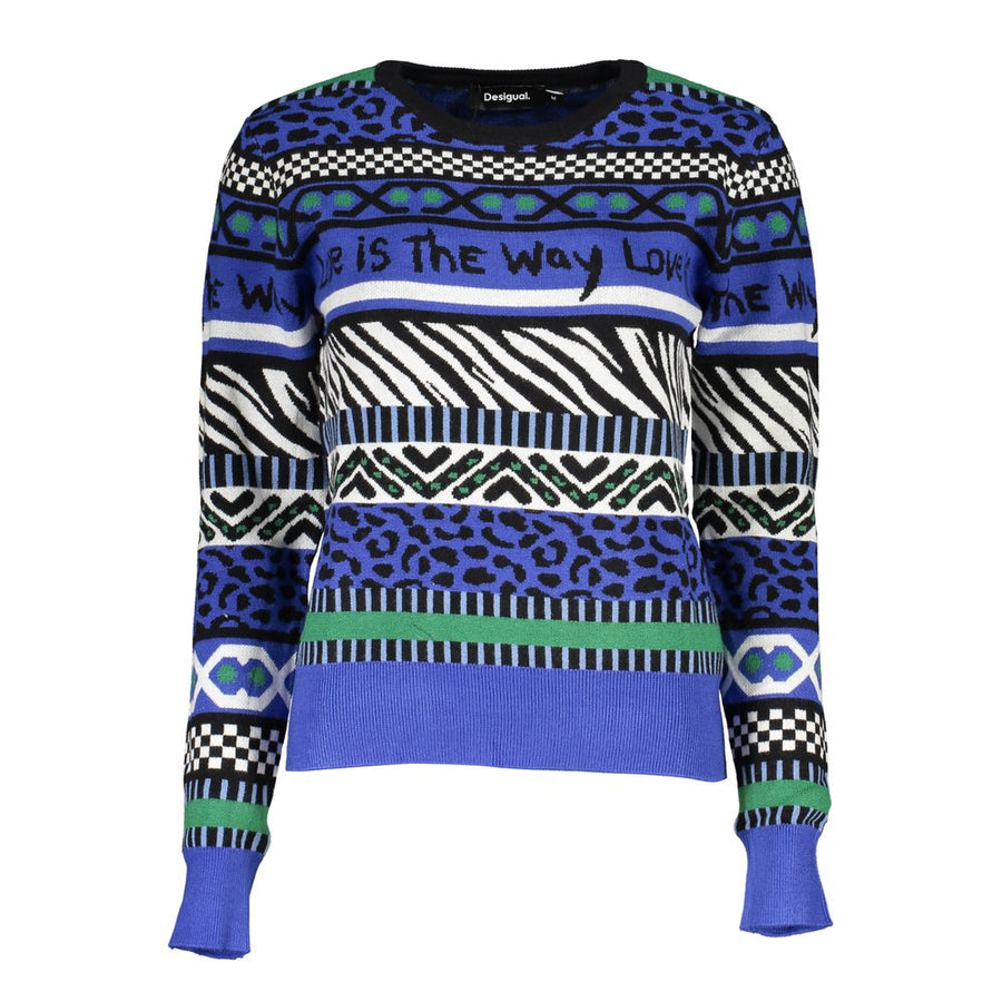Blue Viscose Women Sweater