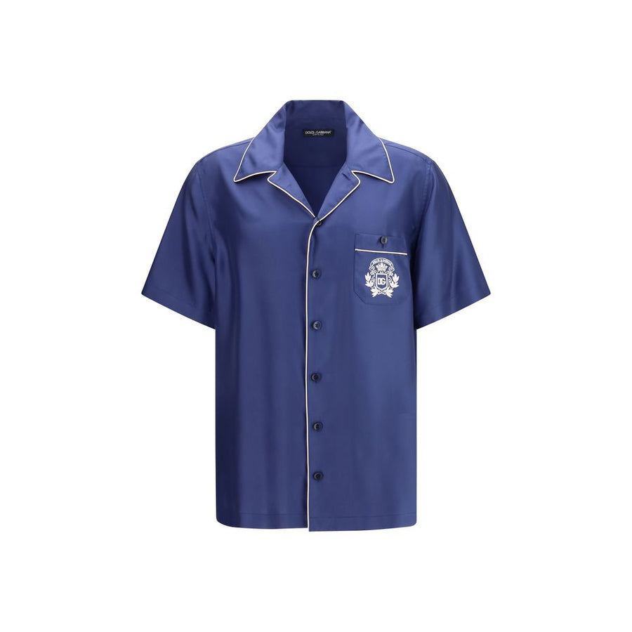 Blue Silk Shortsleeve Shirt