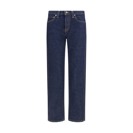 Blue Cotton Straight-Leg Jeans