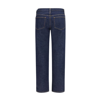 Blue Cotton Straight-Leg Jeans
