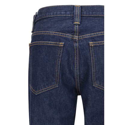 Blue Cotton Straight-Leg Jeans