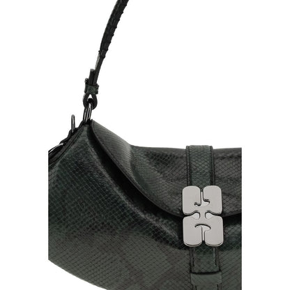 Blue Recycled Leather Shoulder Bag