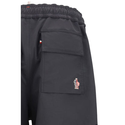 Black Polyester Bermuda Shorts