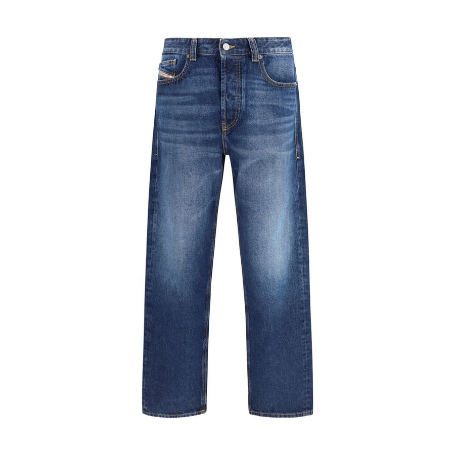 Blue Cotton Tapered Jeans