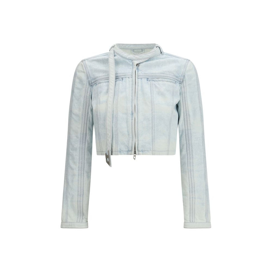 Blue Cotton Biker Jacket