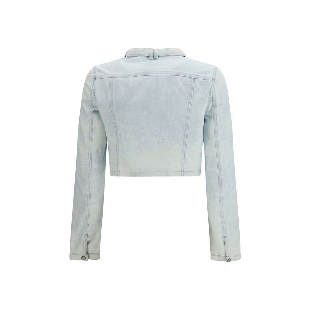 Blue Cotton Biker Jacket