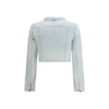 Blue Cotton Biker Jacket