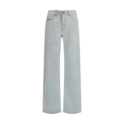 Blue Cotton Straight-Leg Jeans