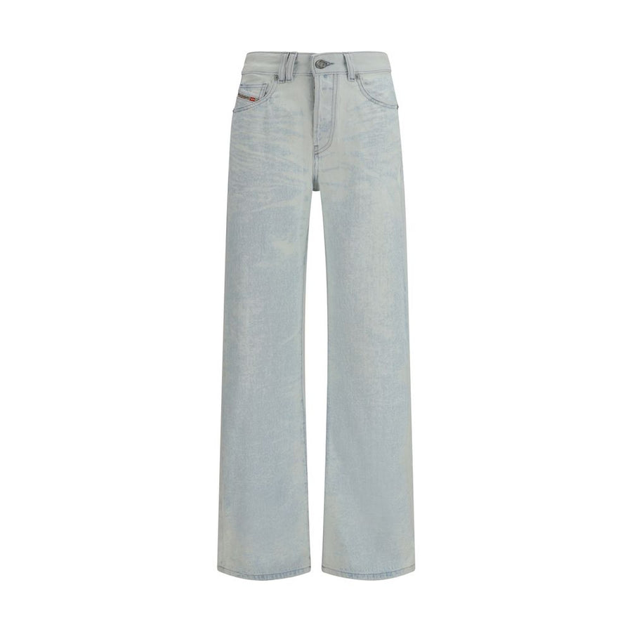 Blue Cotton Straight-Leg Jeans