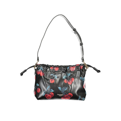 Black Polyurethane Women's Shoulder Bag