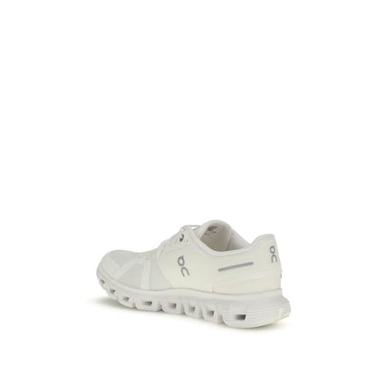 White Recycled Polyester Athletic Sneakers