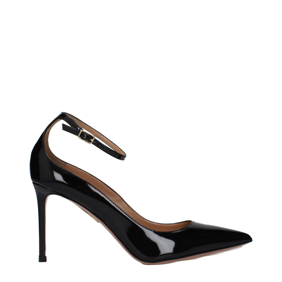 Black Leather High Heel Pumps