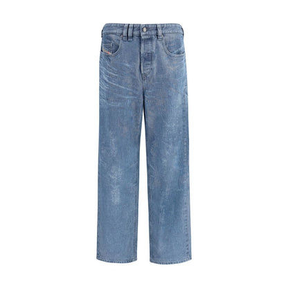 Blue Cotton Straight-Leg Jeans