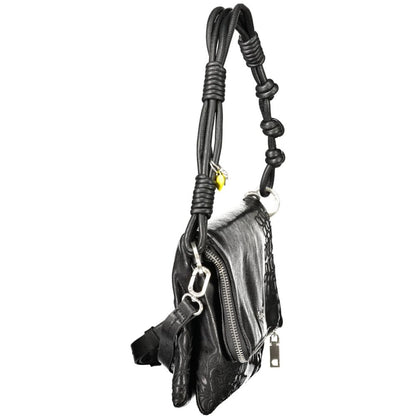 Black Polyurethane Women Handbag