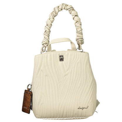 White Polyurethane Women Backpack