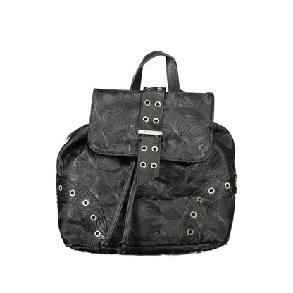 Black Polyurethane Women Backpack