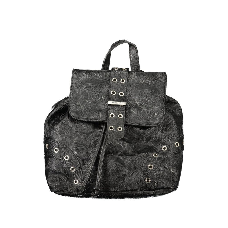 Black Polyurethane Women Backpack