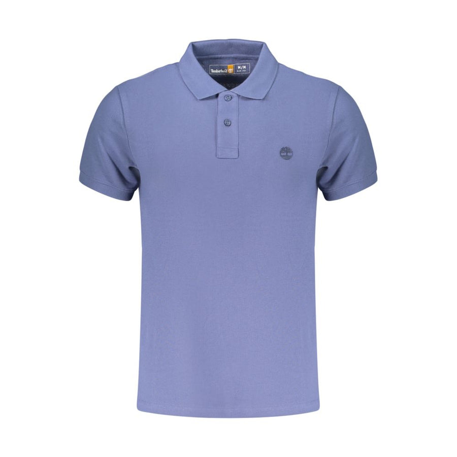 Blue Cotton Men Polo
