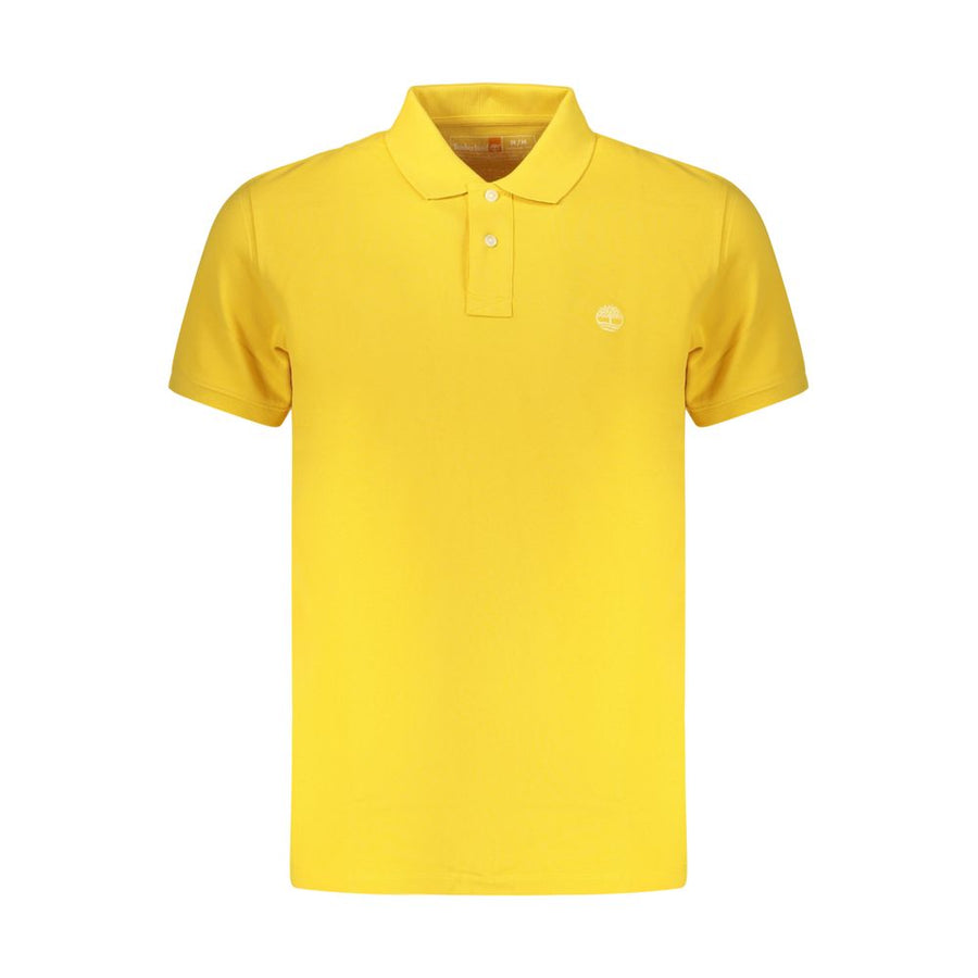 Yellow Cotton Men Polo Shirt