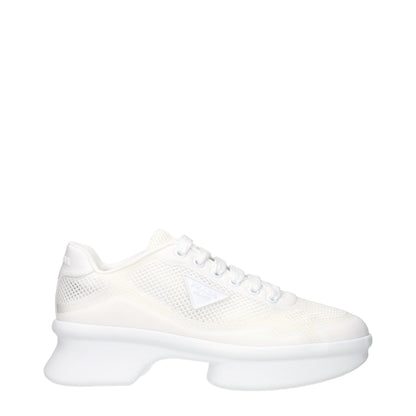 White Fabric Low Top Sneakers