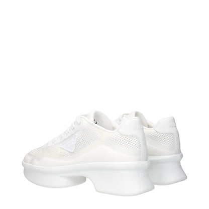 White Fabric Low Top Sneakers