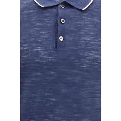 Blue Linen Polo Shirt