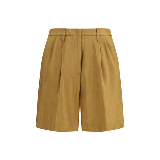 Beige Linen Bermuda Shorts
