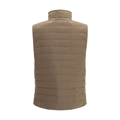 Beige Polyester Sleeveless Jacket