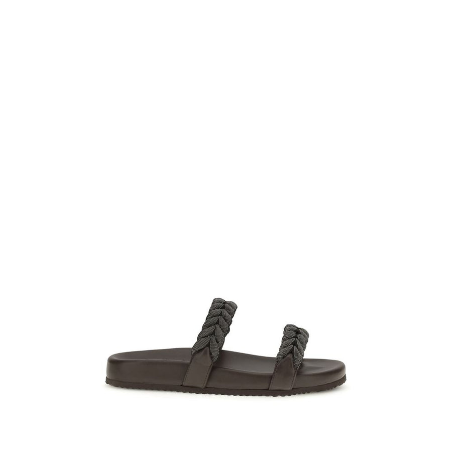 Brown Calf Leather Bos Taurus Flat Sandals