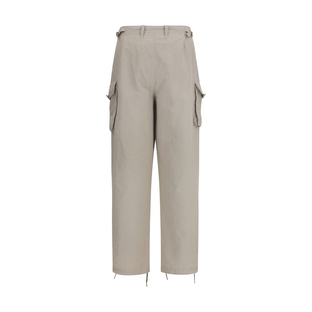 Beige Cotton Cargo Pants