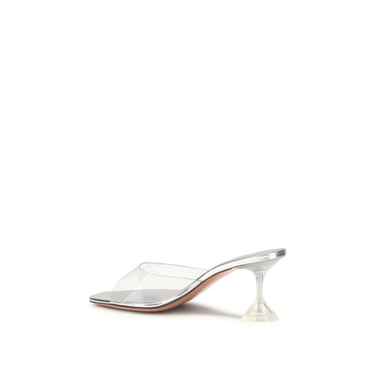 Silver Pvc Stiletto Heel Sandals