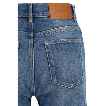 Blue Cotton Flared Jeans